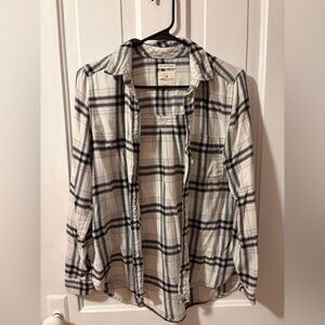 American Eagle Soft Flannel Plaid Button Down Shirt Boyfriend Fit Small